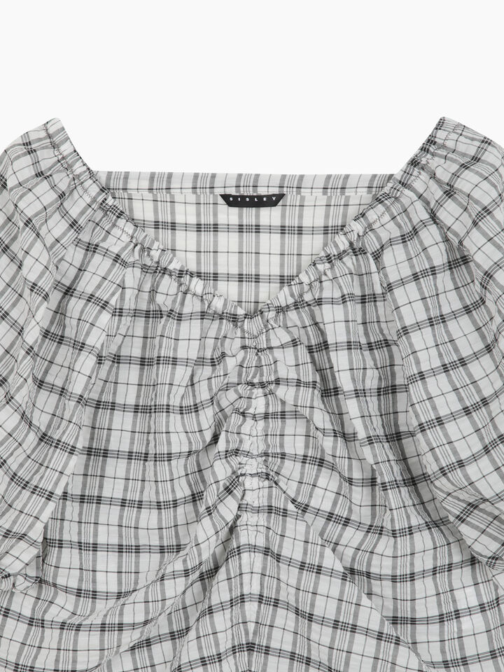 White check blouse with rouching - null - White | Sisley K image number 3
